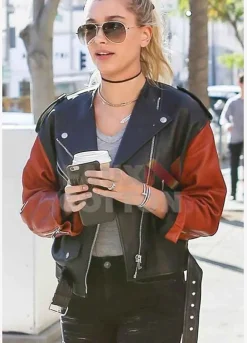 Hailey Bieber Biker Leather Jacket