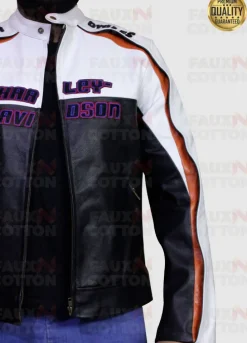 Harley Davidson Black And White Biker Leather Jacket