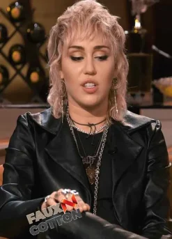 Hart to Heart Miley Cyrus (Self) Black Leather Jacket
