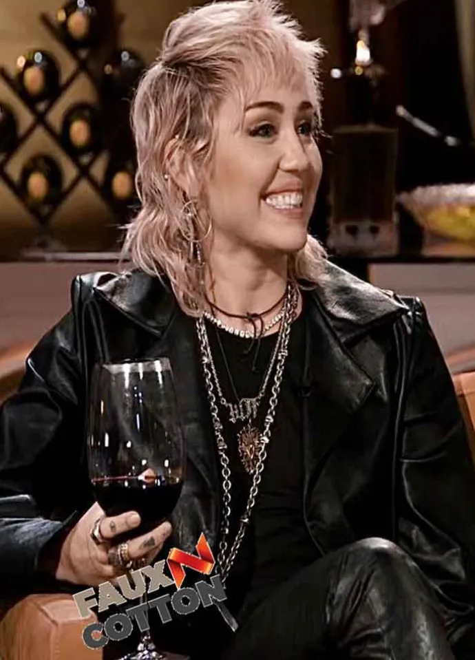 Hart to Heart Miley Cyrus (Self) Black Leather Jacket