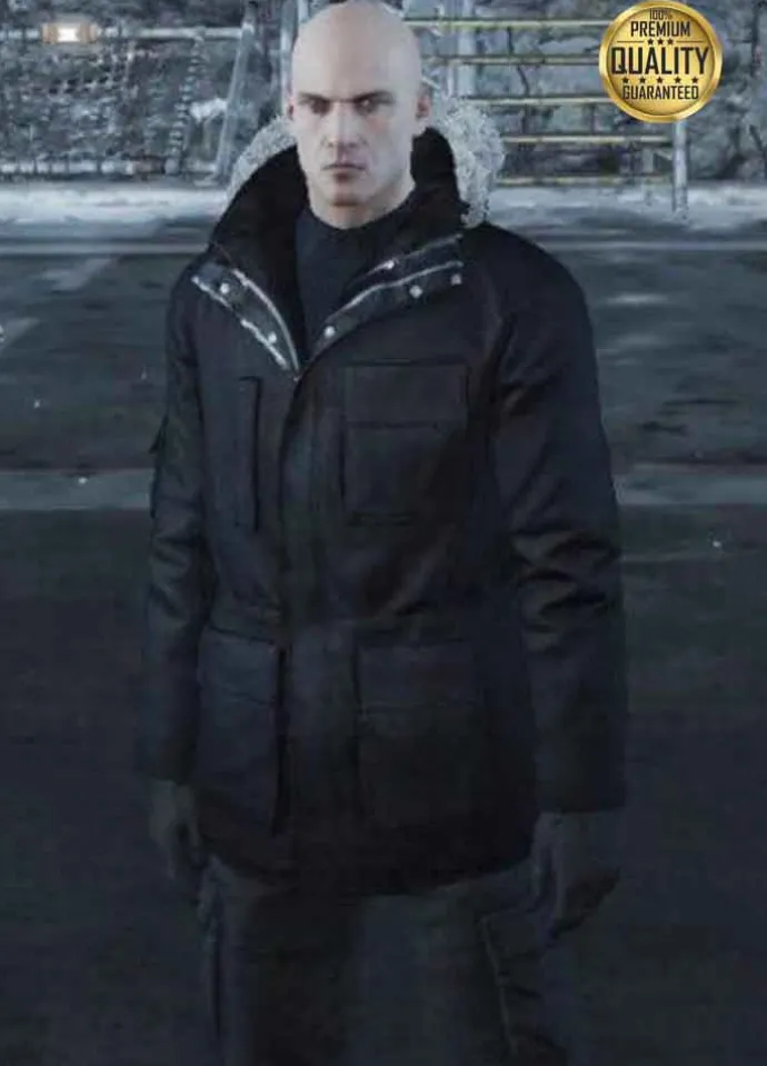 Hitman Agent 47 Black Fur Jacket