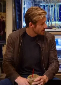 HOLIDATE (JACKSON) LUKE BRACEY BROWN LEATHER JACKET