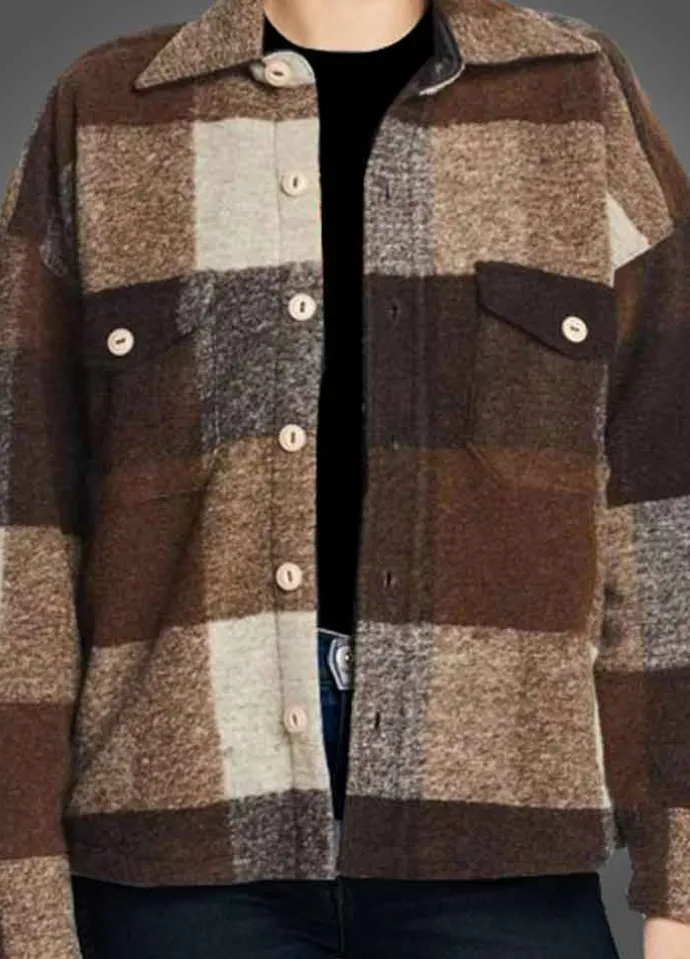 HOLIDATE (SLOANE) EMMA ROBERTS BROWN WOOL JACKET