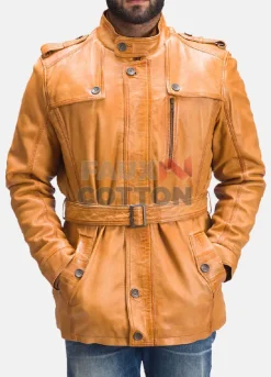 Hunter Tan Brown Fur Leather Jacket
