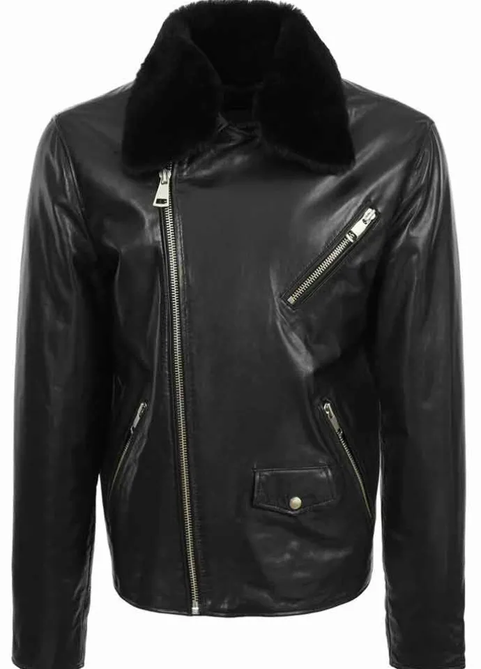 JACK WILLIAMS MEN'S FASHION BLACK LEATHER JACKET