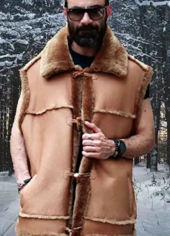 Jasper Camel Shearling Fur Leather Vest