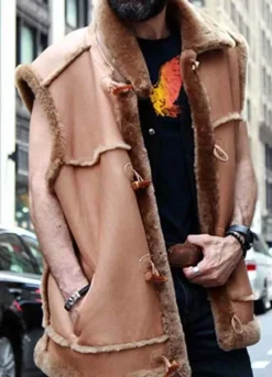 Jasper Camel Shearling Fur Leather Vest