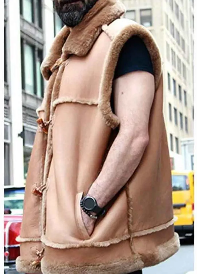 Jasper Camel Shearling Fur Leather Vest