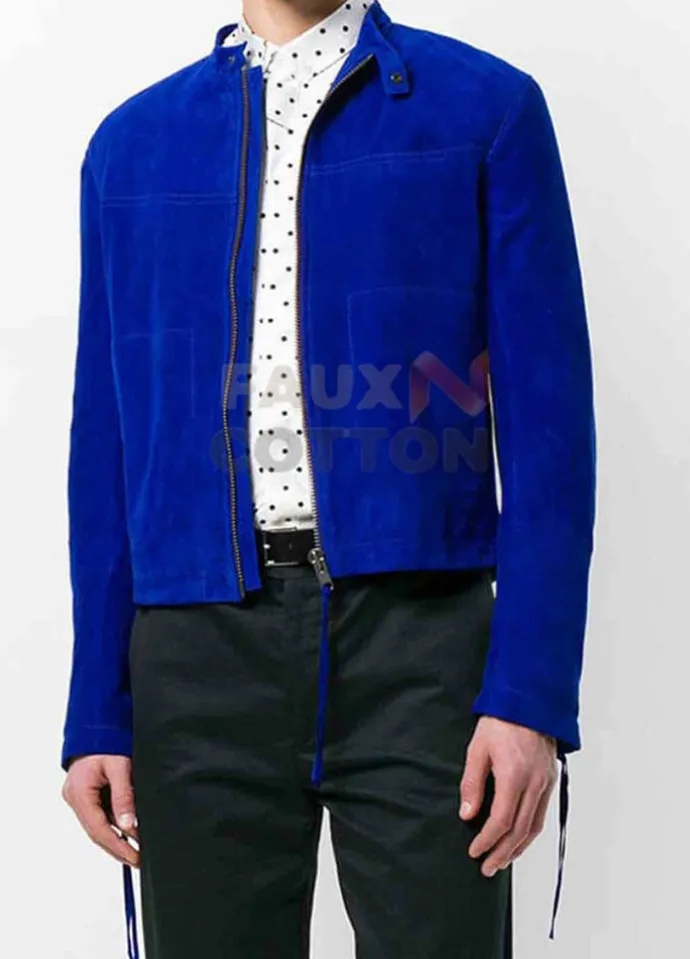 Jay Rock Blue Suede Jacket For Men's