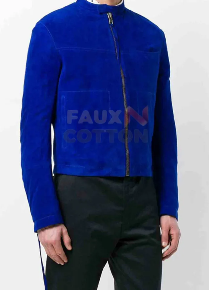 Jay Rock Blue Suede Jacket For Men's