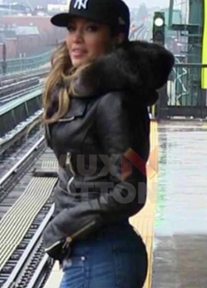Jennifer Lopez Black Fur Leather Jacket