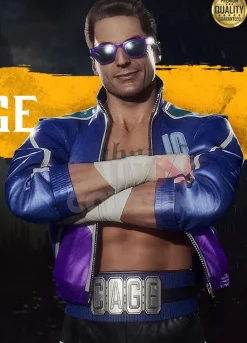 Johnny Cage Mortal Kombat 11 Blue Leather Jacket