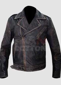 Johnny Depp Tokyo Green Distressed Motorcycle Jacket