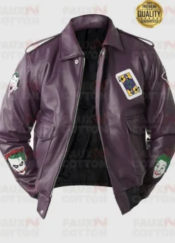 Joker Goon Batman Purple Bomber Leather Jacket
