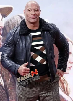 Jumanji The Next Level (Bravestone) Dwayne Johnson Black Leather Jacket