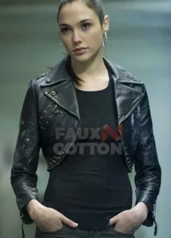 Justice League Gal Gadot Black Leather Jacket