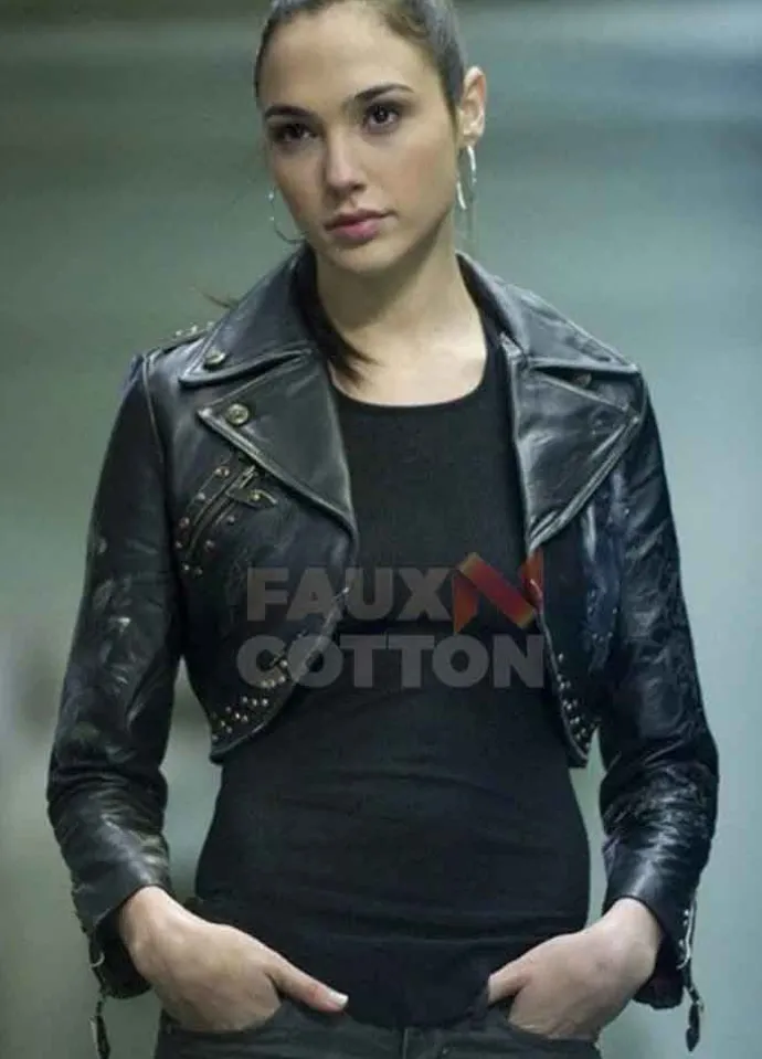Justice League Gal Gadot Black Leather Jacket