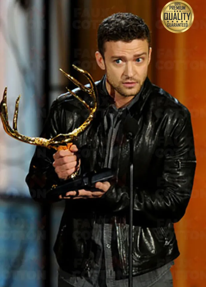 JUSTIN TIMBERLAKE GUYS CHOICE AWARDS BLACK LEATHER JACKET
