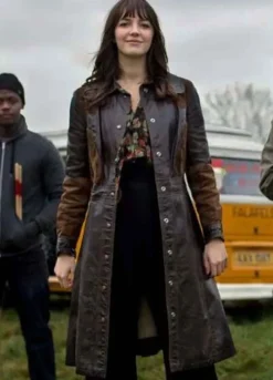 KAT AND THE BAND (KAT) ELLA HUNT BROWN LEATHER COAT