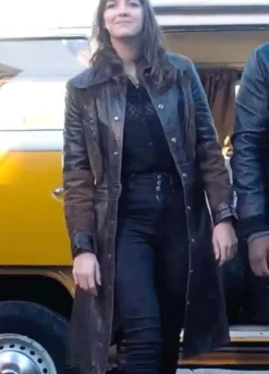 KAT AND THE BAND (KAT) ELLA HUNT BROWN LEATHER COAT