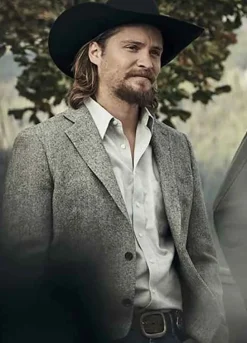 KAYCE DUTTON YELLOWSTONE (LUKE GRIMES) GREY WOOL BLAZER