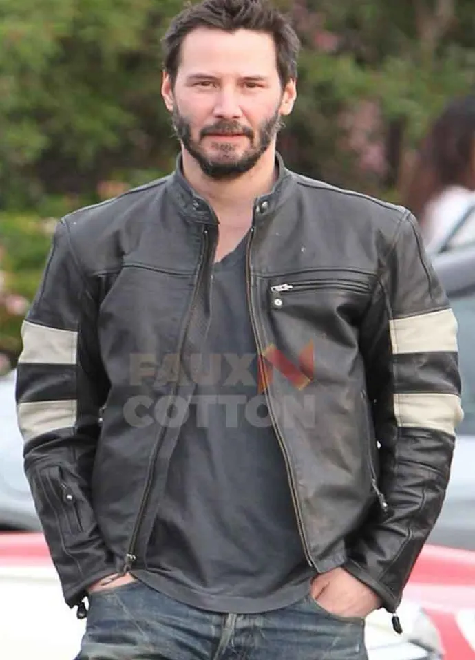 Keanu Reeves Black Biker Leather Jacket