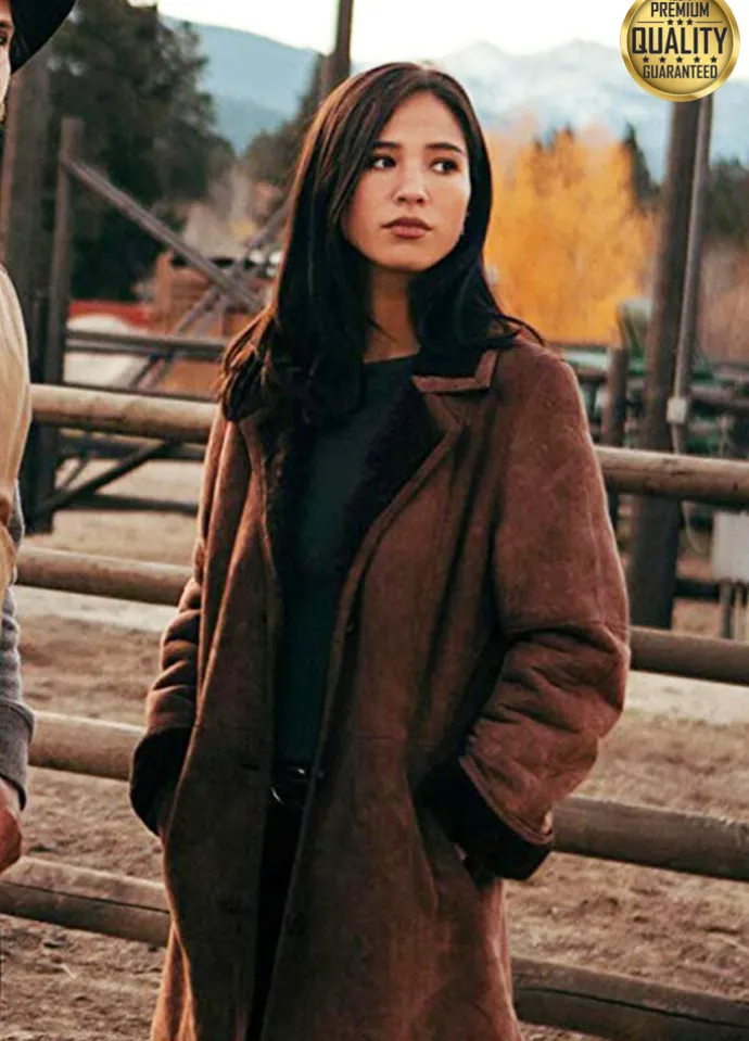Kelsey Asbille Yellowstone Monica Dutton Shearling Coat