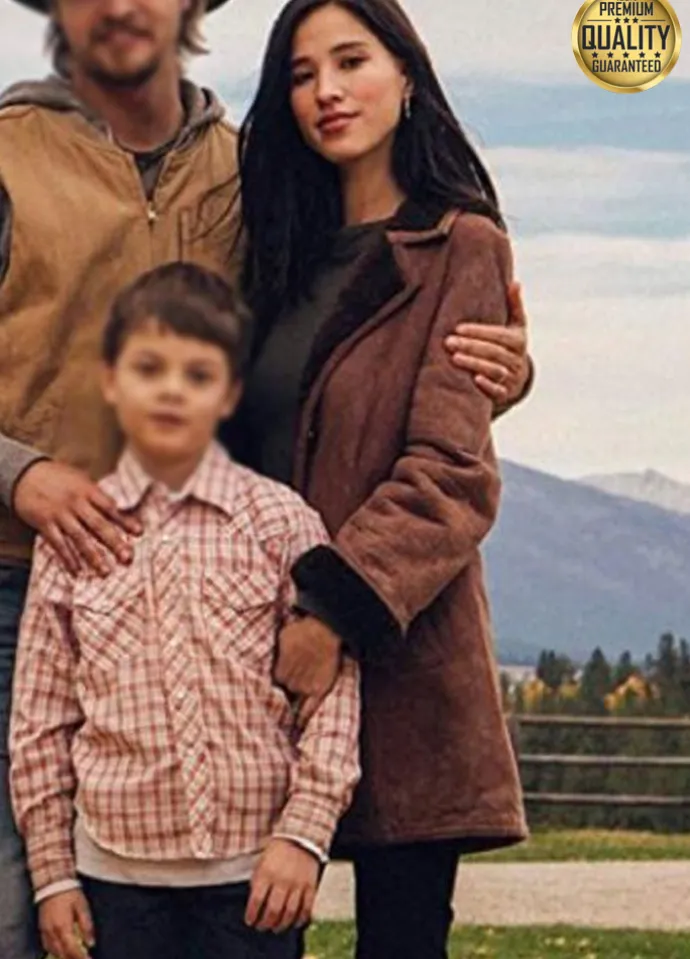 Kelsey Asbille Yellowstone Monica Dutton Shearling Coat