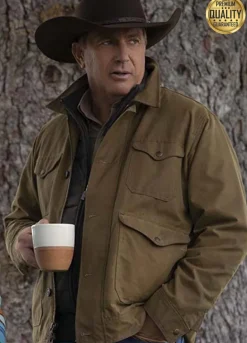Kevin Costner Yellowstone John Dutton Brown Cotton Jacket