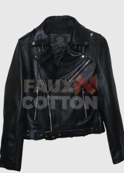 KIM KARDASHIAN BLACK BIKER LEATHER  JACKET