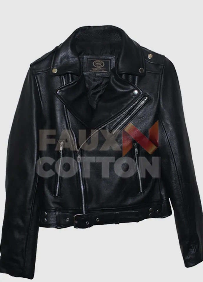 KIM KARDASHIAN BLACK BIKER LEATHER JACKET
