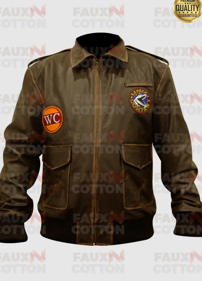 Kong Skull Island Hank Marlow Brown Leather Jacket