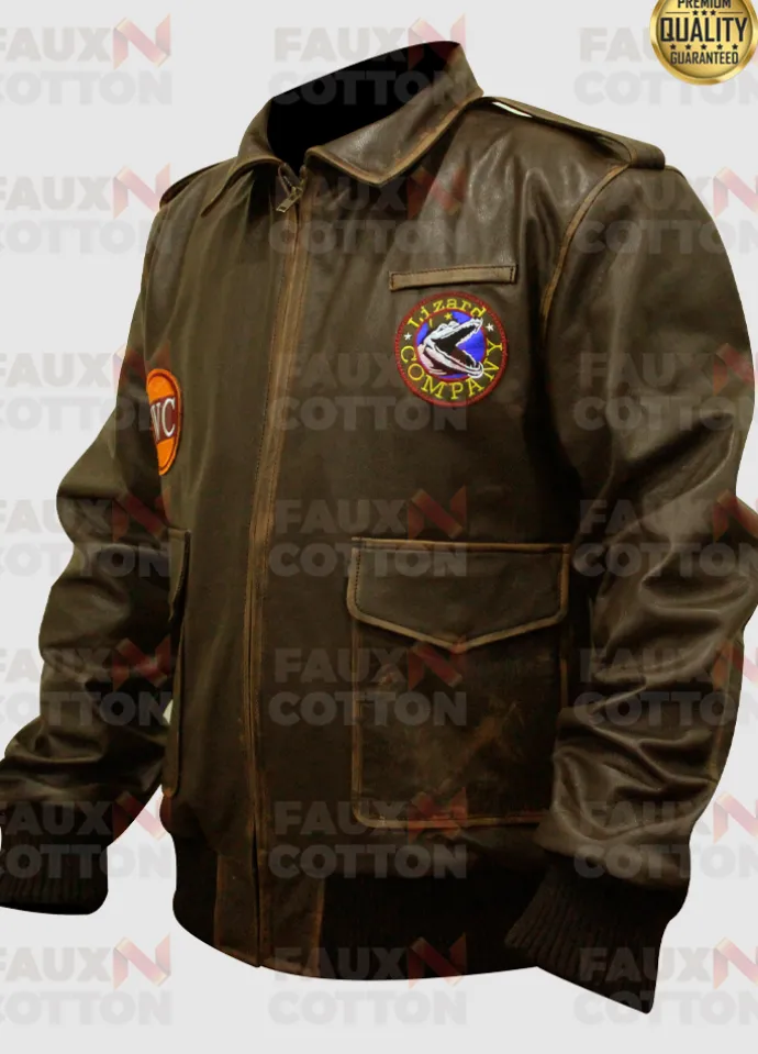 Kong Skull Island Hank Marlow Brown Leather Jacket