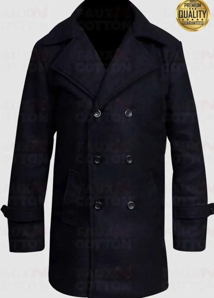 Kurt Mayron Daddy's Home 2 Mel Gibson Black Wool Coat