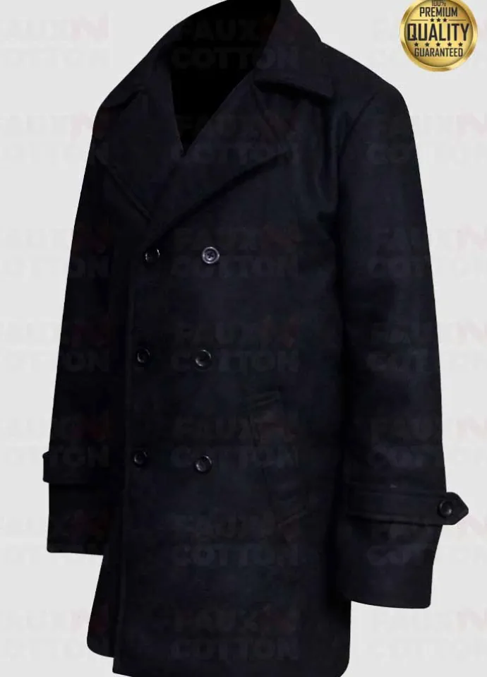 Kurt Mayron Daddy's Home 2 Mel Gibson Black Wool Coat