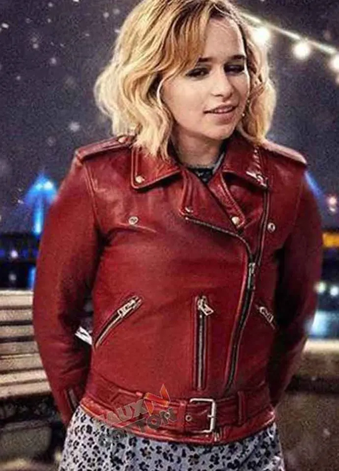 LAST CHRISTMAS (KATE) EMILIA CLARKE RED LEATHER JACKET