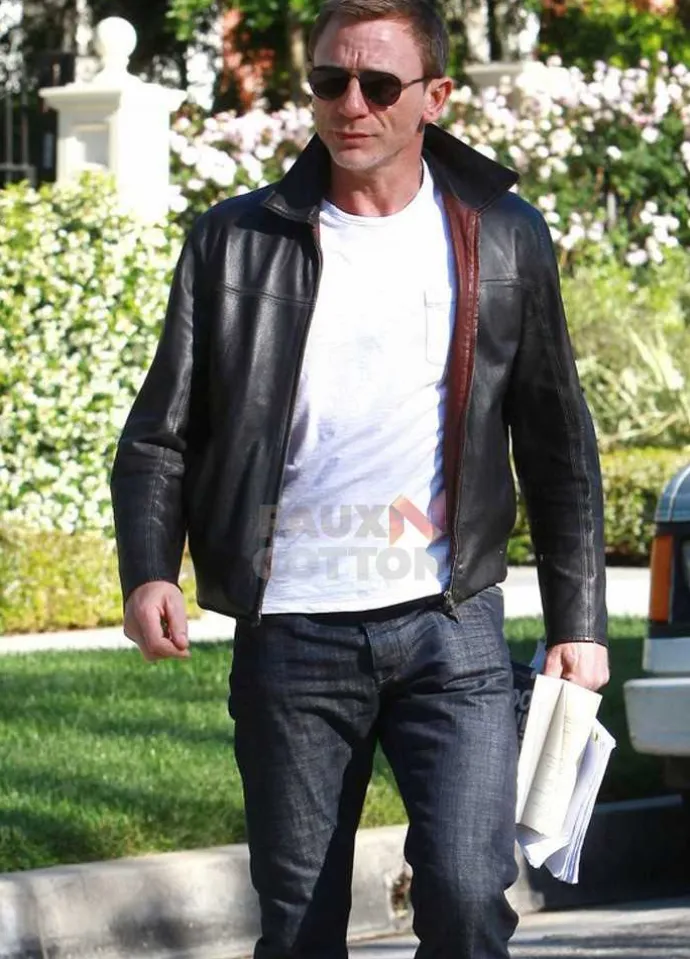 Layer Cake Daniel Craig Black Leather Jacket