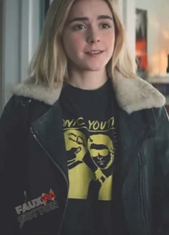 let it snow (Angie) Kiernan Shipka Black Leather Jacket
