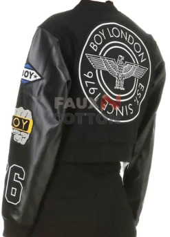 Letterman Boy Black London Crop Varsity Jacket