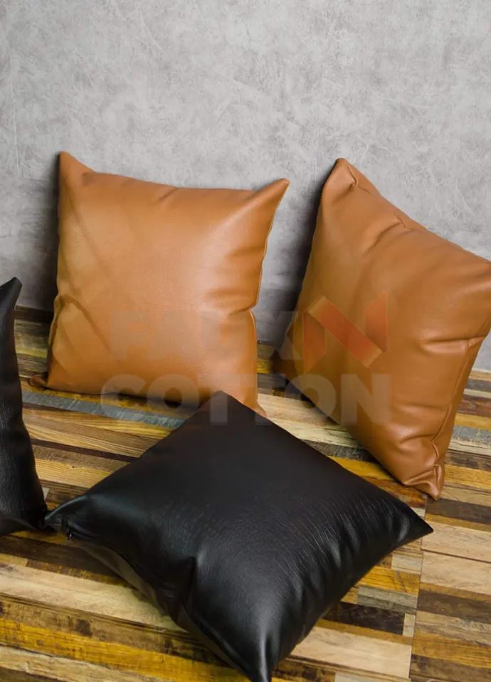 Light Brown Leather Pillow Cover For Couch Sofa Bed 20 X 20 Inch