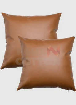 Light Brown Leather Pillow Cover For Couch Sofa Bed 20 X 20 Inch