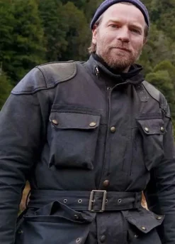 LONG WAY UP (SELF) EWAN MCGREGOR BROWN LEATHER JACKET