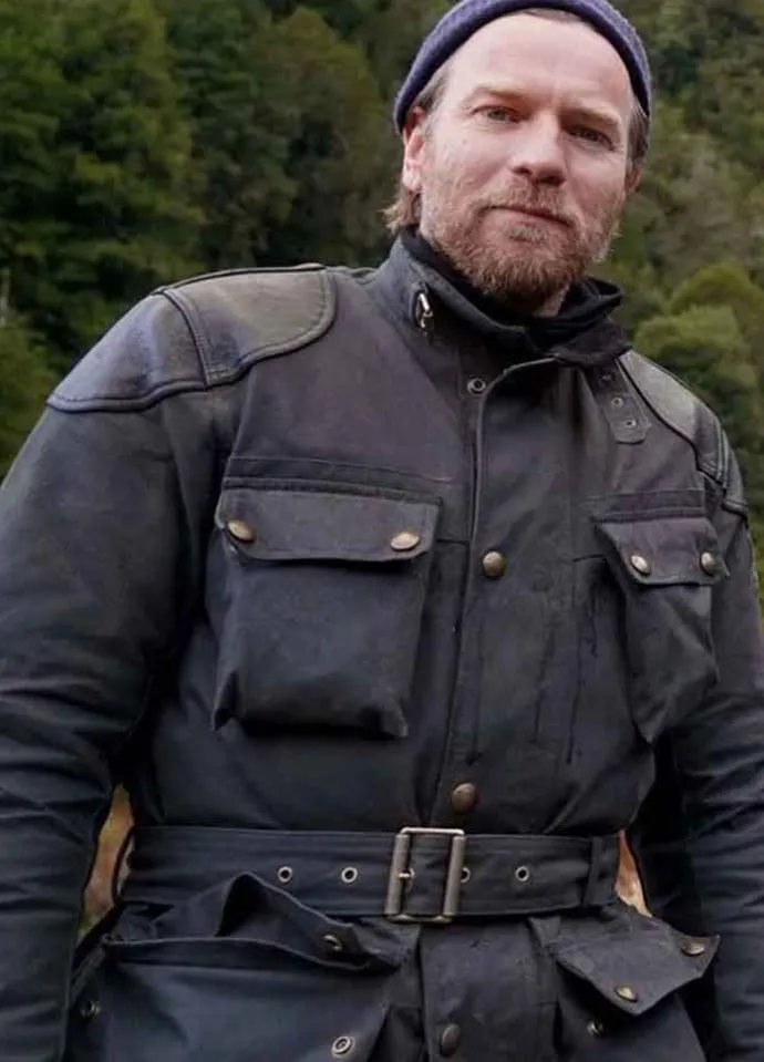 LONG WAY UP (SELF) EWAN MCGREGOR BROWN LEATHER JACKET