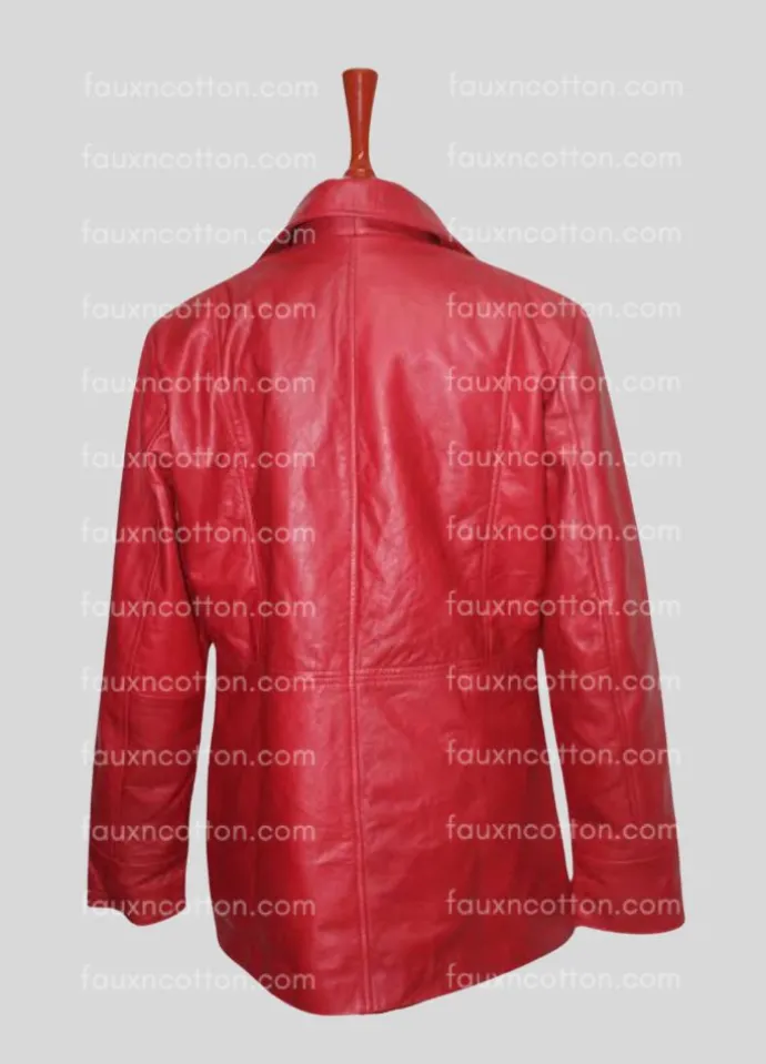 Madame Web 2024 (Dakota Johnson) Maroon Leather Women's Coat