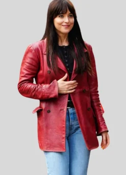 Madame Web 2024 (Dakota Johnson) Maroon Leather Women's Coat