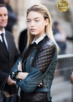 Martha Hunt Street Style Quilted Leather Jacket