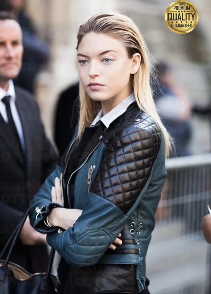 Martha Hunt Street Style Quilted Leather Jacket
