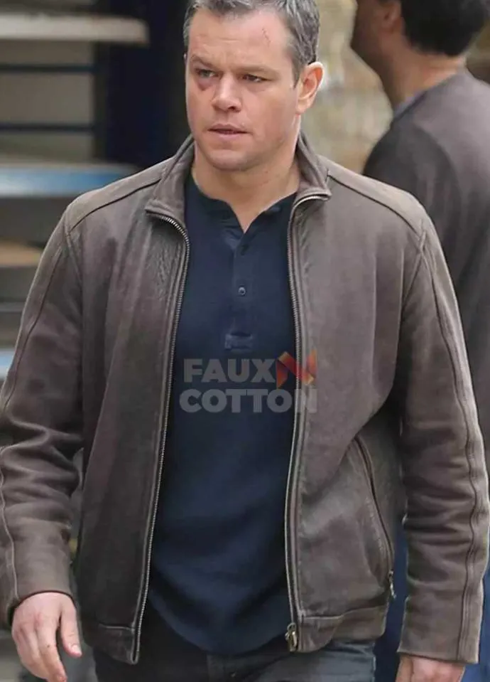 Matt Damon Jason Bourne Brown Leather Jacket