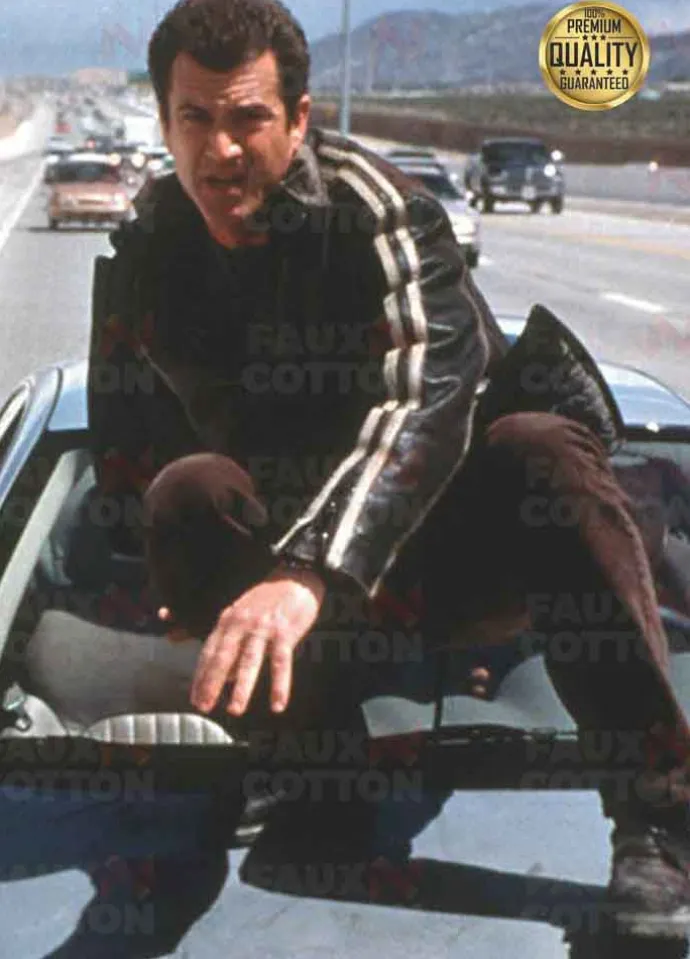 MEL GIBSON LETHAL WEAPON BLACK LEATHER JACKET