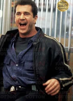 MEL GIBSON LETHAL WEAPON BLACK LEATHER JACKET